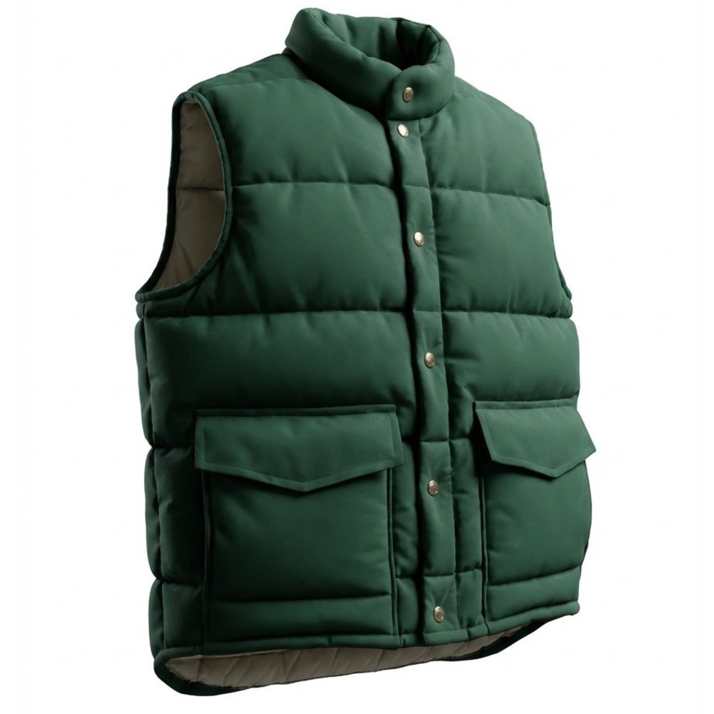 Black Bear Puffer‎ Vest Men's Green Snap Front Quilted Insulated Pockets Large